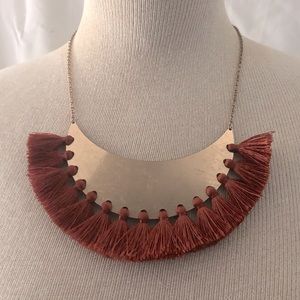 Boho Style Brown Tassel and Gold Necklace